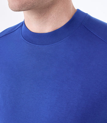 Camiseta Masculina em Algodão Pima Interloque Recorte Raglan Azul thumbnail 4