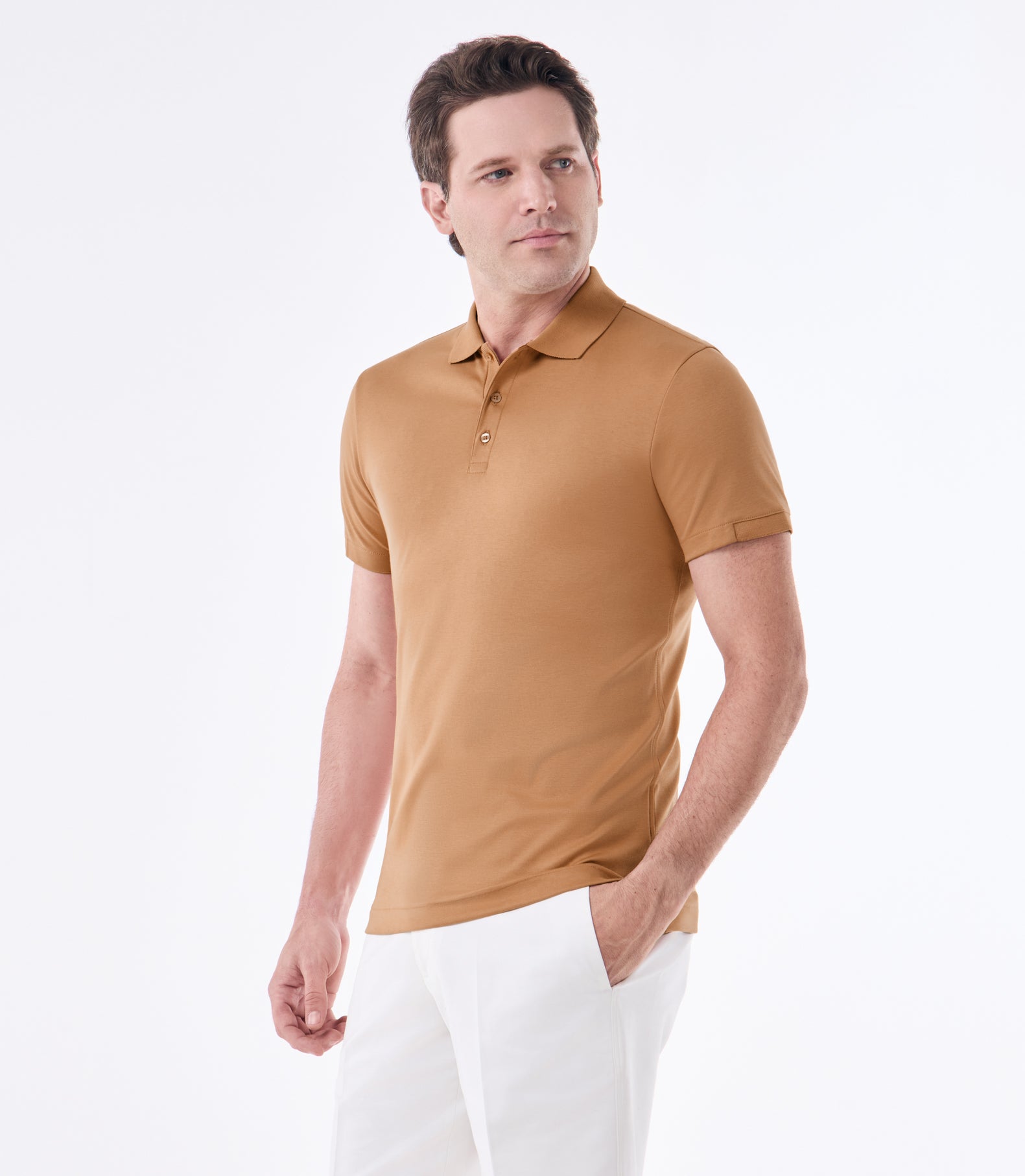 Camisa Polo Masculina em Algodão Pima Interloque Marrom