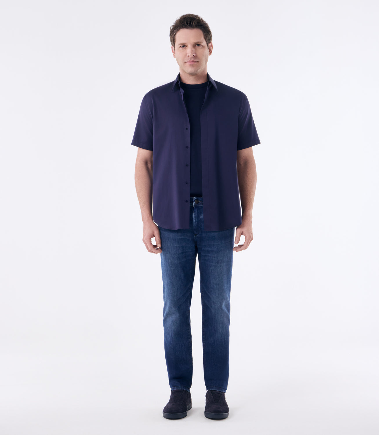Camisa Social Masculina Manga Longa em Algodão Egípcio Azul – slide 2