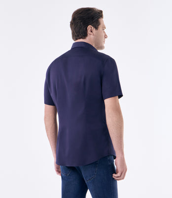 Camisa Social Masculina Manga Longa em Algodão Egípcio Azul thumbnail 3