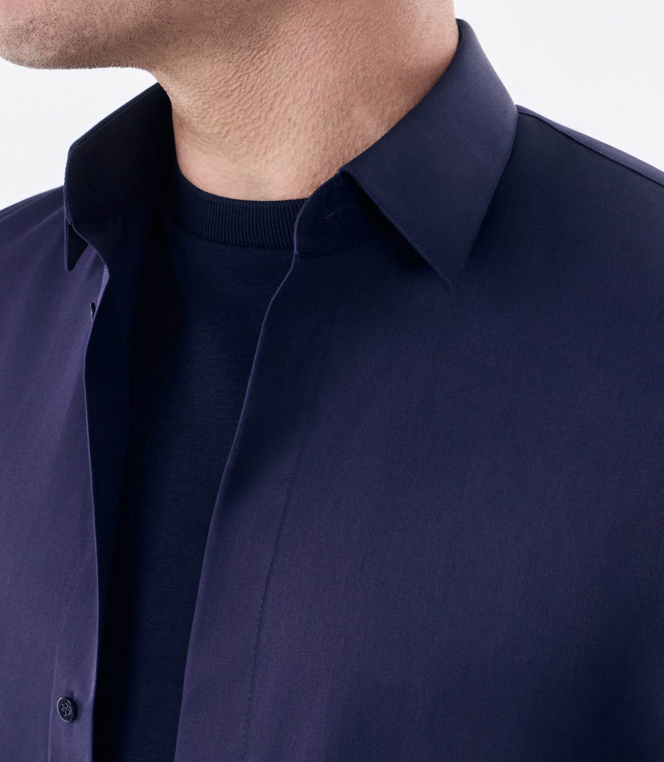 Camisa Social Masculina Manga Longa em Algodão Egípcio Azul – slide 4