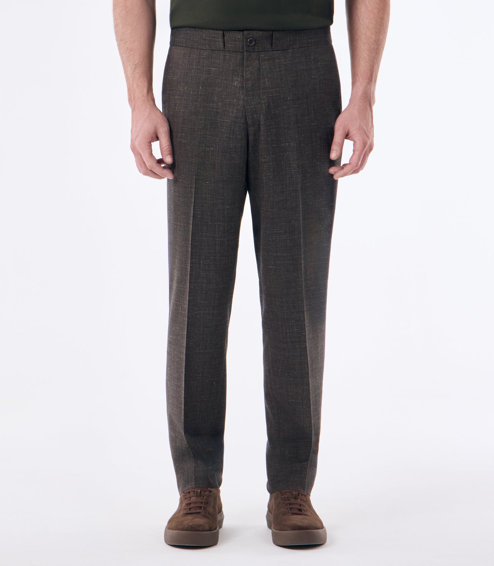 Calça Social Slim em Lã Fria Super 120s com Elastano Marrom
