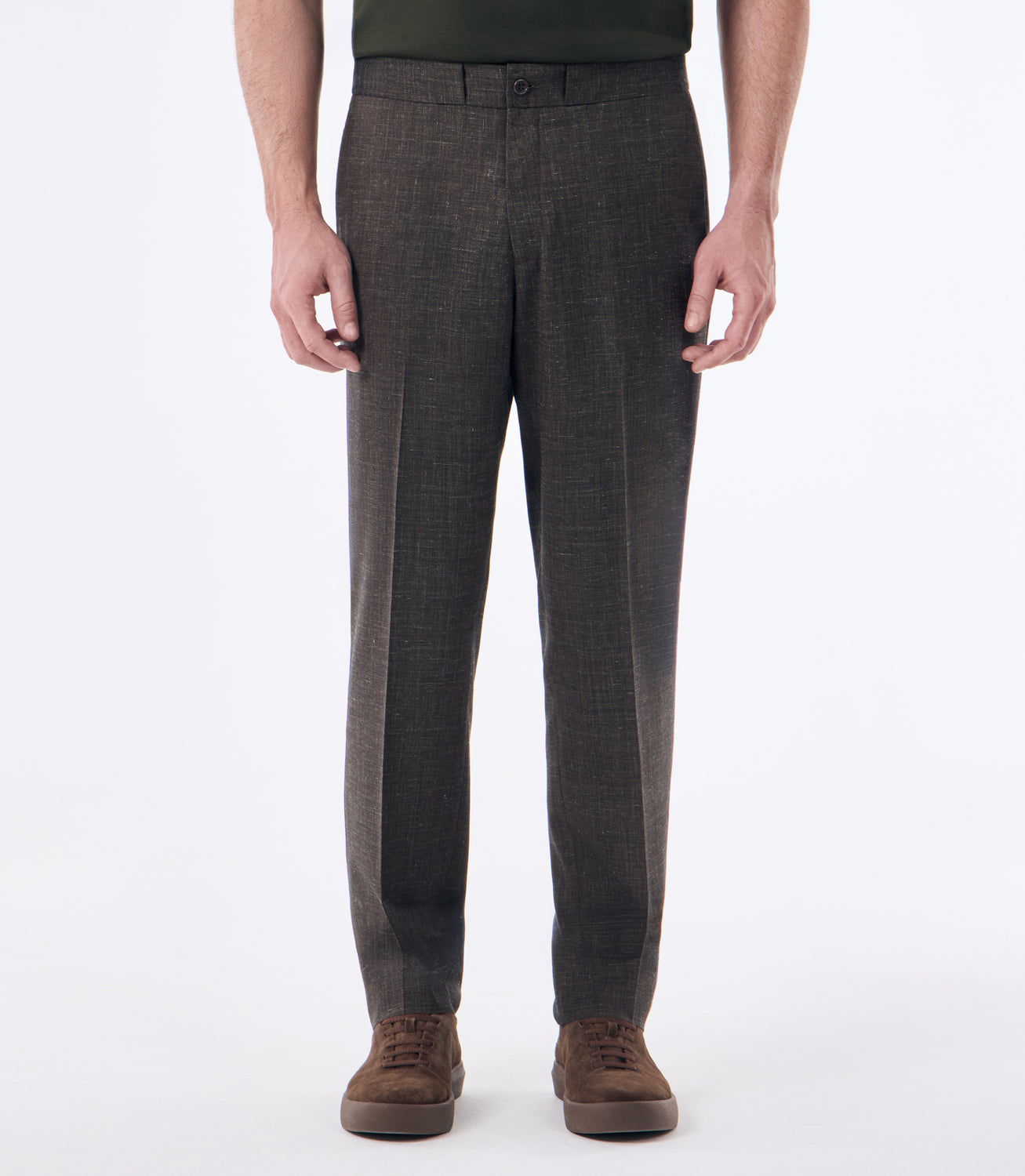 Calça Social Slim em Lã Fria Super 120s com Elastano Marrom – slide 1