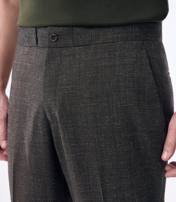 Calça Social Slim em Lã Fria Super 120s com Elastano Marrom thumbnail 4
